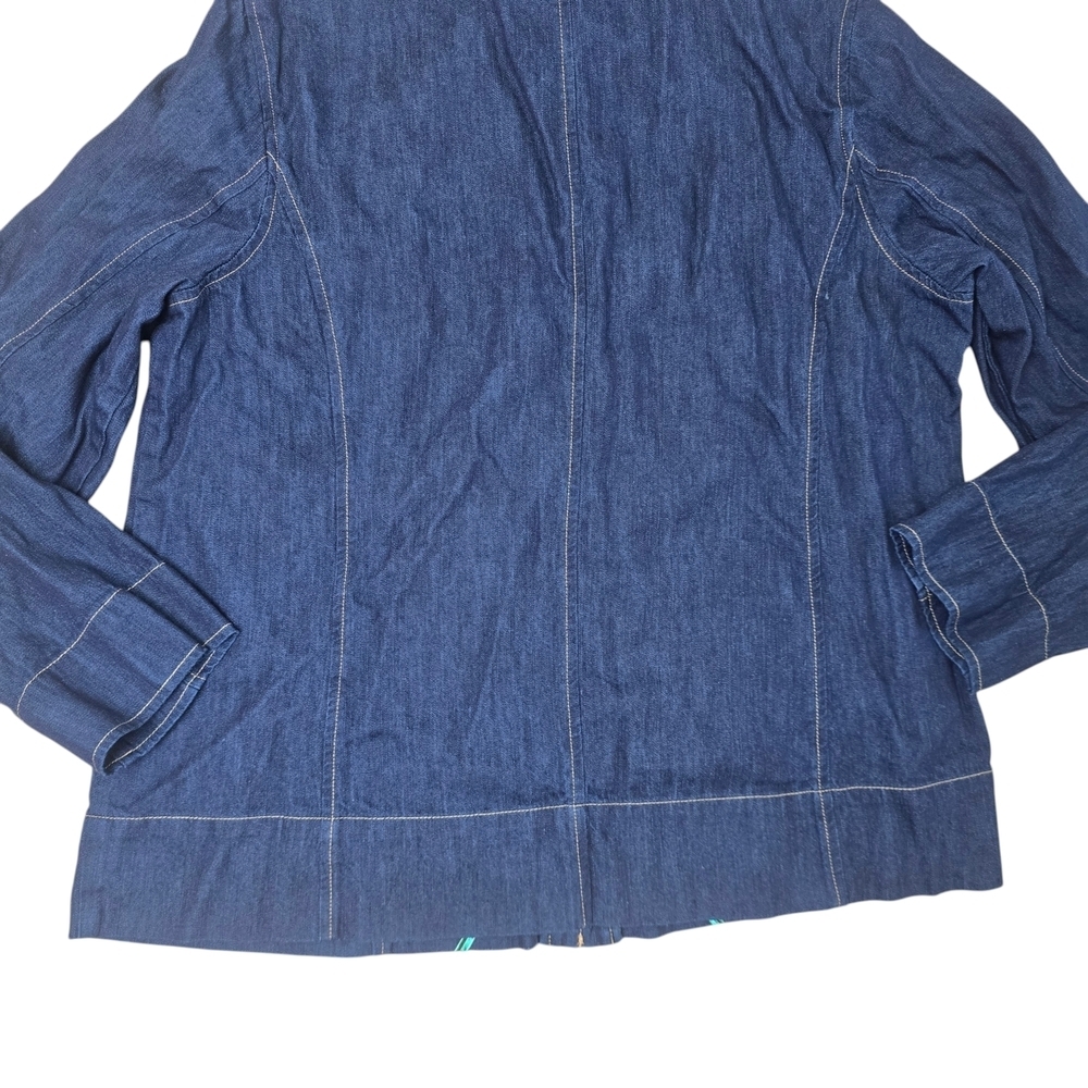 KORET Denim Top Embroidered Long Sleeve Shirt Top Size 16 W Women’s Blue - Picture 6 of 9